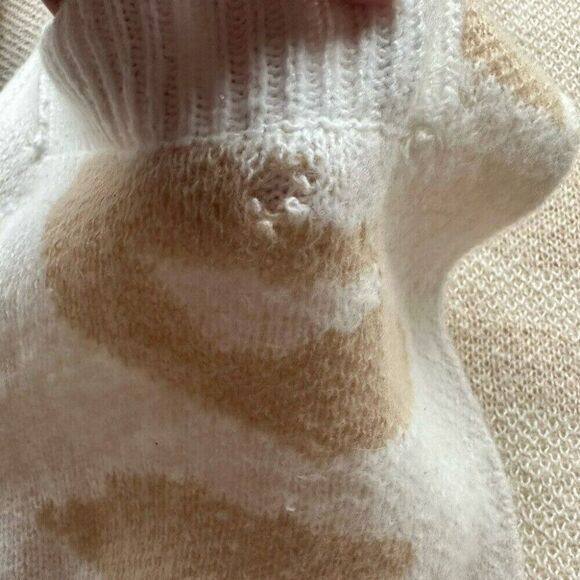 Women's Oversized Cardigan Sweater Size Large Animal Print Duster White Tan - Picture 16 of 16